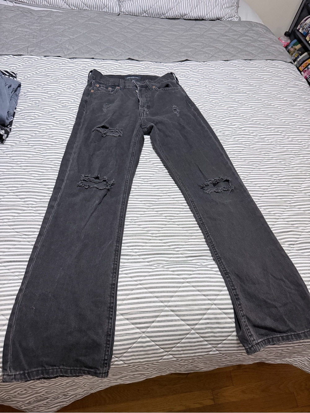 American Eagle Outfitters Black Distressed Flare Jeans